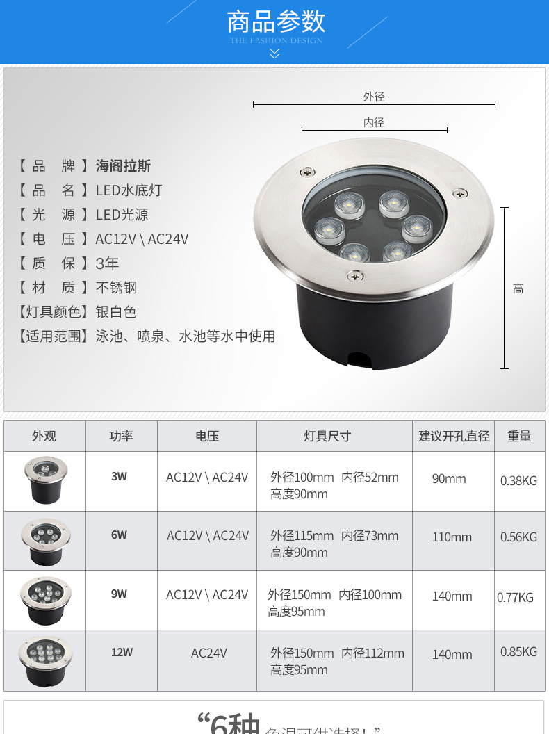 大功率LED水底燈